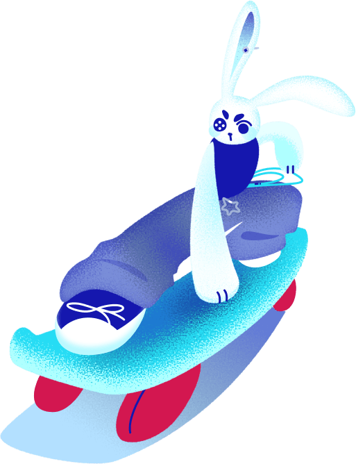 Cartoon bunny on a skateboard